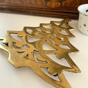 Vintage brass tree-shaped serving trivet